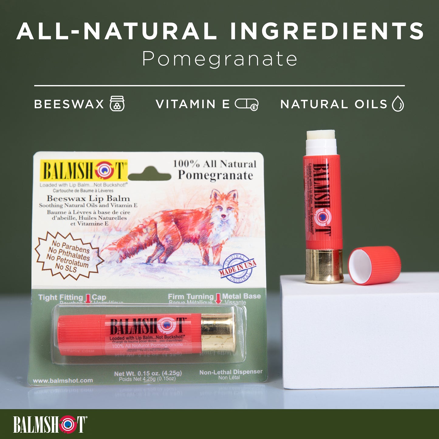 Pomegranate Beeswax Lip Balm (100% All Natural)